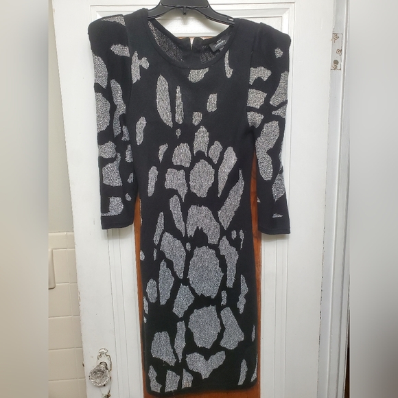 bebe Dresses & Skirts - Black and Glitter Silver Sweater Dress